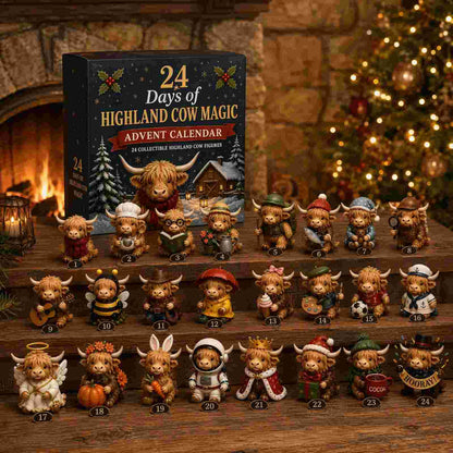 🎄Countdown to Christmas ✨ Cute Highland Cow Collectible Figurines🐮
