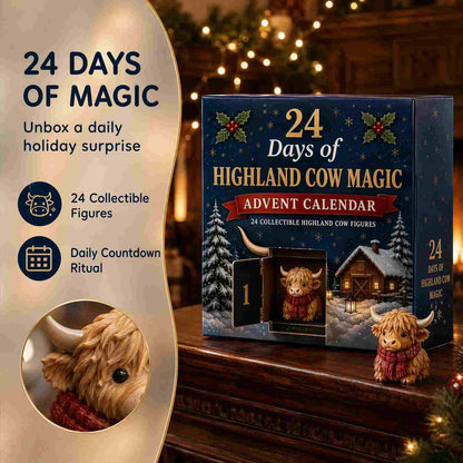 🎄Countdown to Christmas ✨ Cute Highland Cow Collectible Figurines🐮